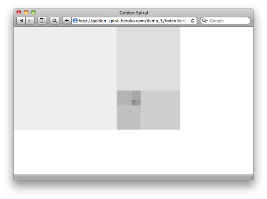 A screenshot showing nested <div>s arranged in a spiral