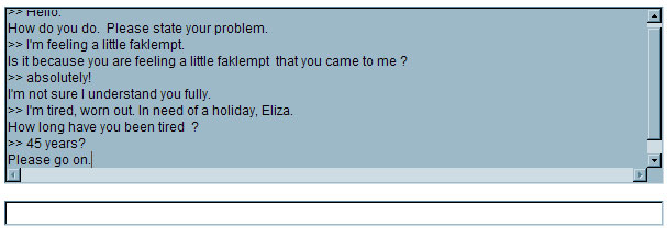 Chat log between a human and ELIZA