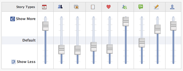 FaceBook's slider settings