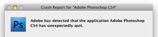 Crash Report for Adobe Photoshop CS4