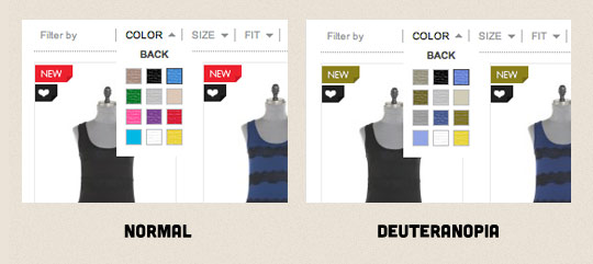 A screenshot of a colour search filter on a clothing website.