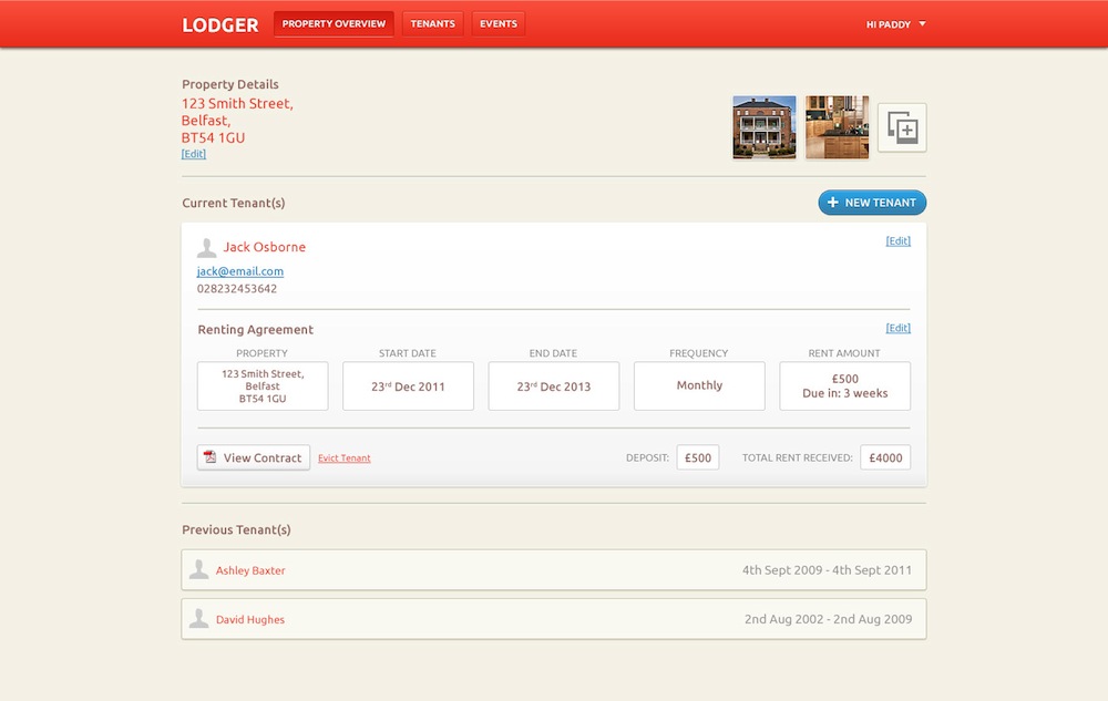 Property overview of my app, Lodger.
