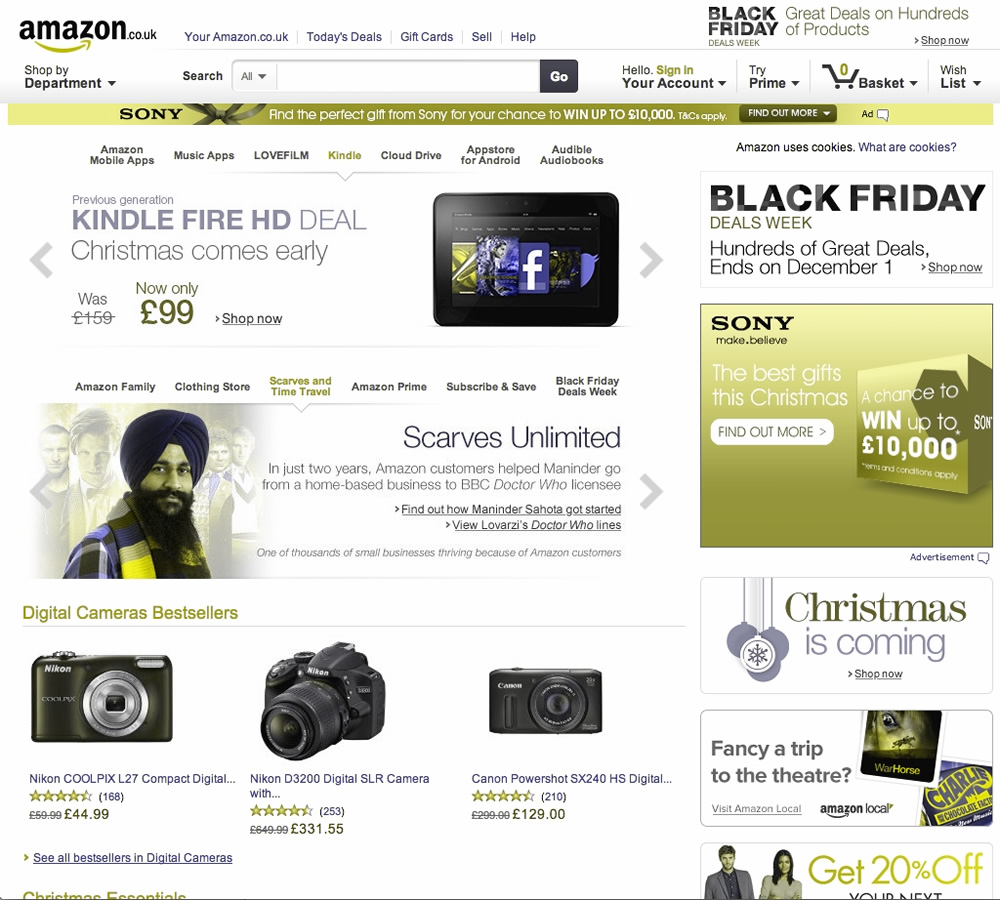 Screenshot of Amazon through a Color Oracle filter