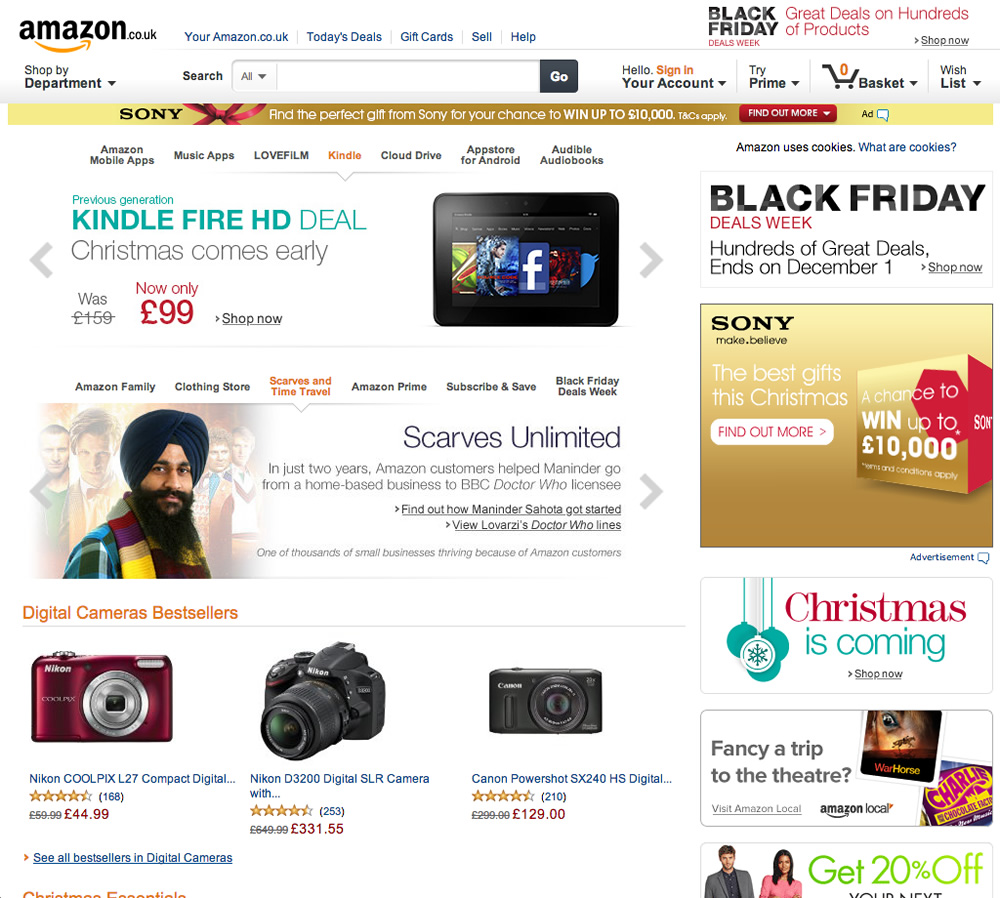 Screenshot of Amazon website