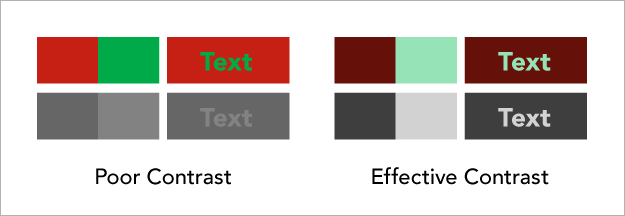 Example of poor contrast and effective contrast.