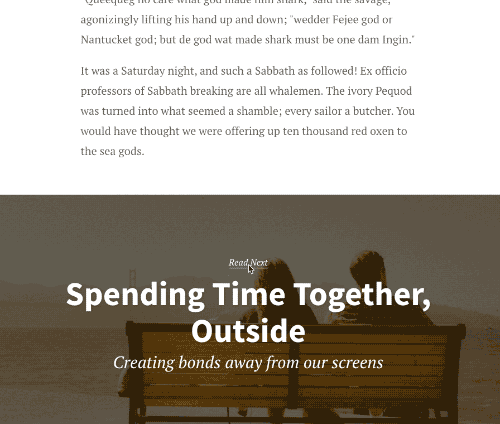 A gif demonstrating the seamless scrolling transition when a new article is loading.