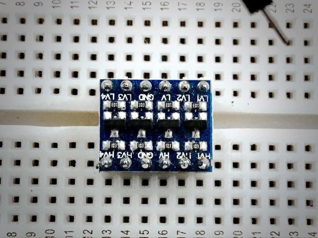Photo of the Logic Level Converter in the breadboard