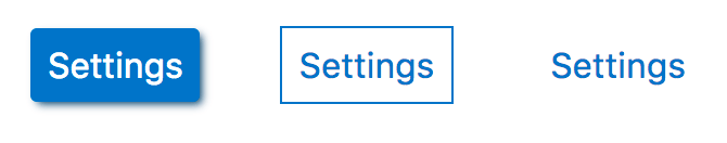 Three buttons styled differently. One has a coloured background and shadow to make it it stand out and look like something which can be pressed, one has the same background colour as the page but has a border to make it stand out, and the last is styled to look like a link.