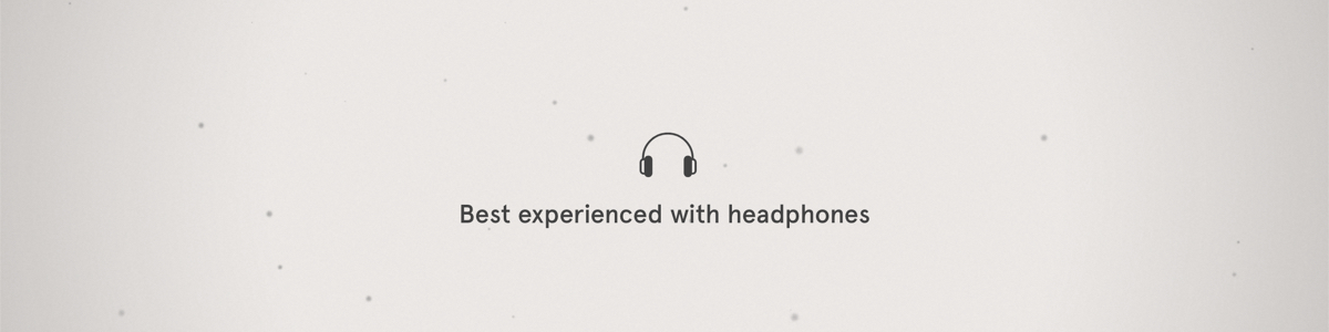 The text 'best experienced with headphones', with a headphone icon.