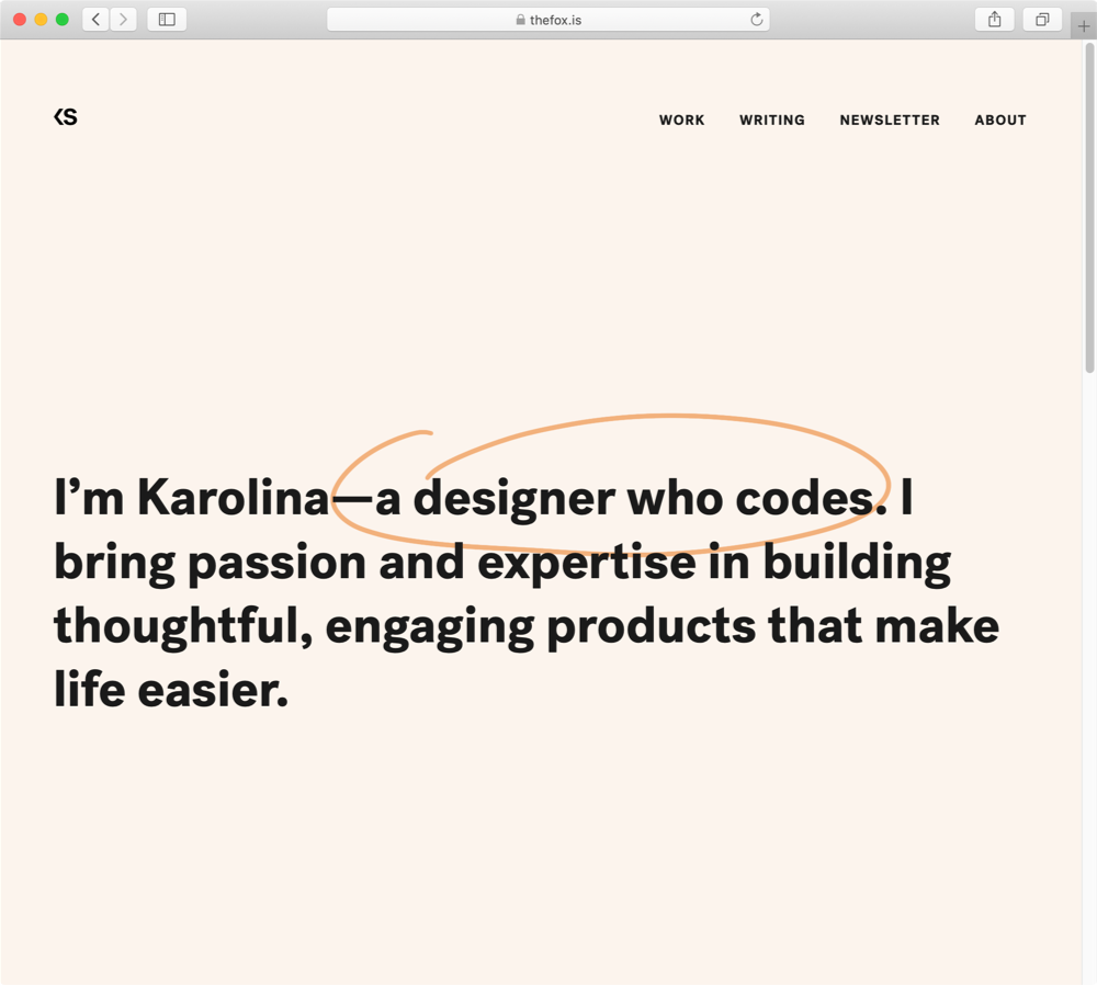 Screenshot of Karolina Szczur’s homepage.