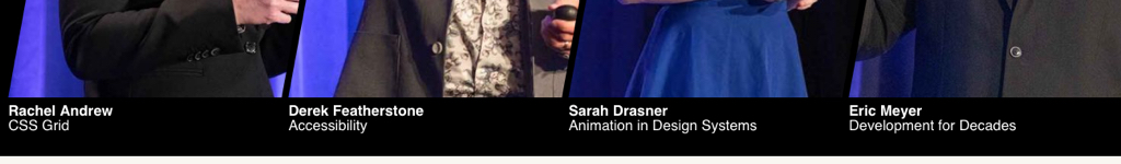 A cropped screenshot of the captions below the speaker images.